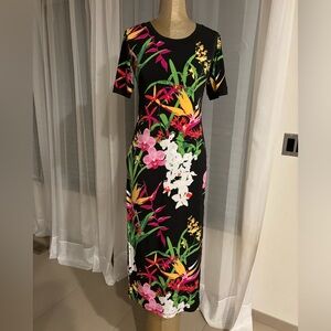 G.I.L.I. Floral Maxi Stretch Dress size xxs petite